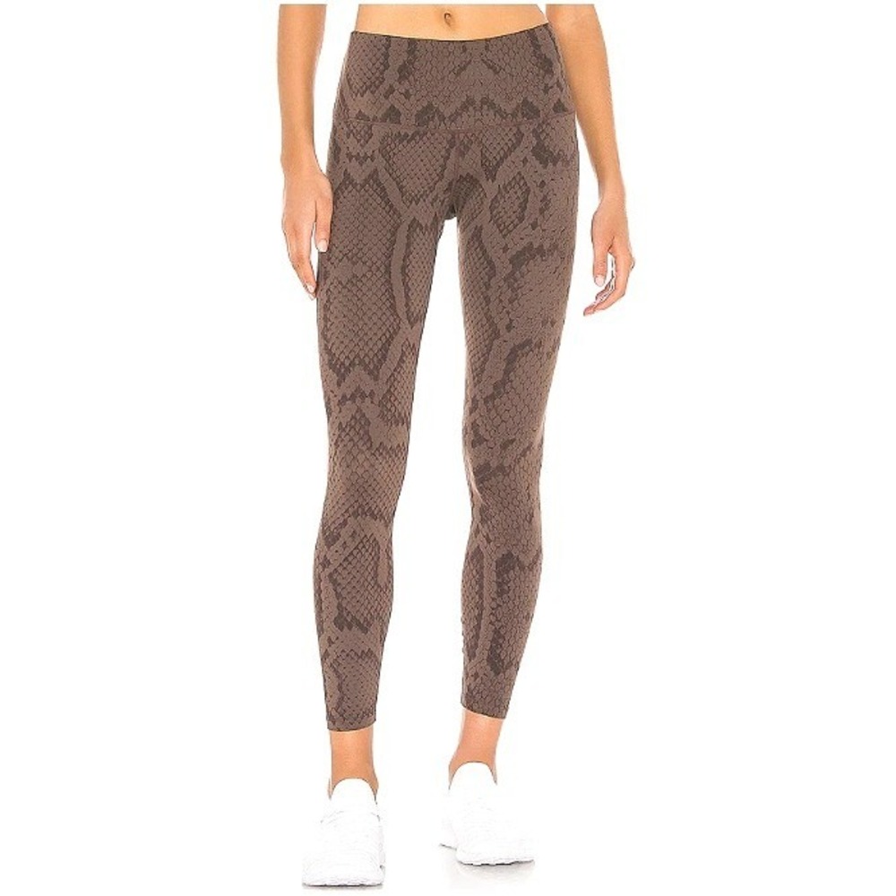 Varley Estrella Bracken Snake Beige Taupe High Waist Ankle Yoga Leggings M